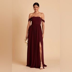 Birdy Grey Burgundy Off-Shoulder Dress